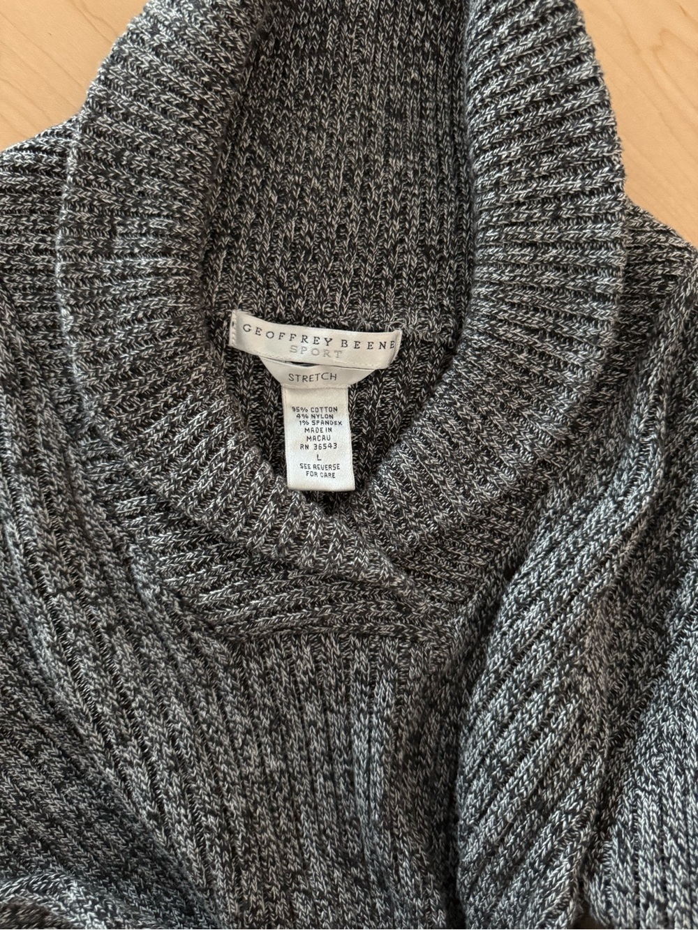 Geoffrey Beene Gray Heather Shawl Collar Turtleneck Sweater